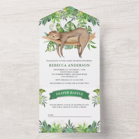 Kute Schattige slaapsleuf Baby shower All In One Uitnodiging (Binnen)