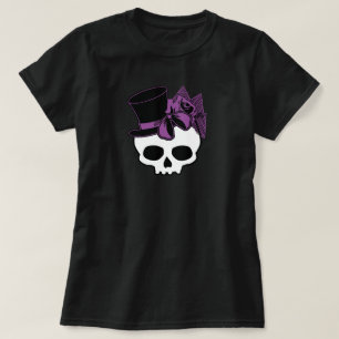 Kute schedel met Paarse Rozen bovenaan T-shirt