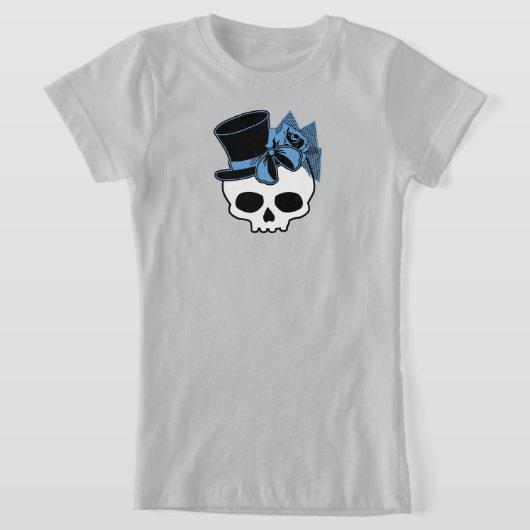 Kute schedel met Roos blauw hoed T-shirt (Laagn)