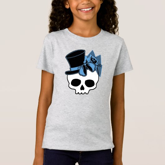 Kute schedel met Roos blauw hoed T-shirt (Voorkant)