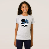 Kute schedel met Roos blauw hoed T-shirt (Voorkant volledig)