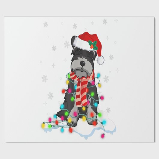 Kute Schnauzer-kerstlichten met Santa Hat Cadeaupapier (Vlak)