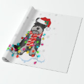 Kute Schnauzer-kerstlichten met Santa Hat Cadeaupapier (Uitgerold)