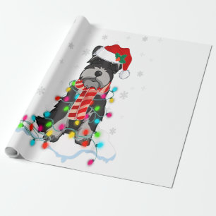Kute Schnauzer-kerstlichten met Santa Hat Cadeaupapier