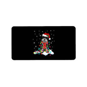 Kute Schnauzer-kerstlichten met Santa Hat Etiket