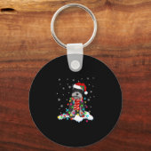Kute Schnauzer-kerstlichten met Santa Hat Sleutelhanger (Voorkant)