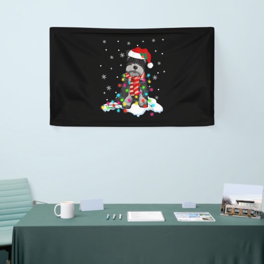 Kute Schnauzer-kerstlichten met Santa Hat Spandoek (Beurs)