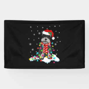 Kute Schnauzer-kerstlichten met Santa Hat Spandoek