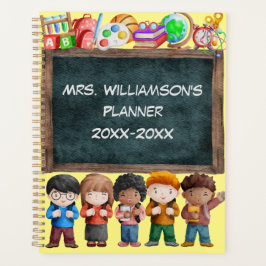 Kute School Waterverf Chalkboard Text Teacher Pla Planner