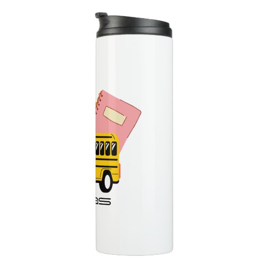 Kute schoolbus terug naar school Persoonlijke naam Thermosbeker (Geroteerd rechts)