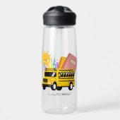 Kute schoolbus terug naar school Persoonlijke naam Waterfles (Voorkant)