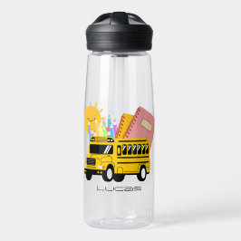 Kute schoolbus terug naar school Persoonlijke naam Waterfles
