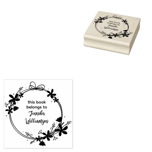 Kute Script Floral met de creatie van dit boek Rubberstempel (Gestempeld)