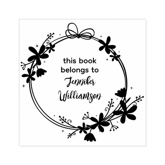 Kute Script Floral met de creatie van dit boek Rubberstempel (Afrduk)