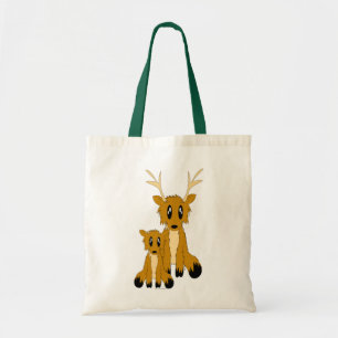 Kute scruffy Parent and Baby Reindeer Canvas tas