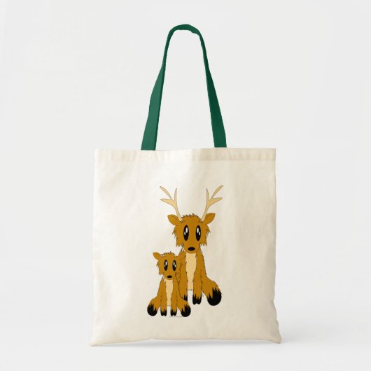 Kute scruffy Parent and Baby Reindeer Canvas tas (Voorkant)