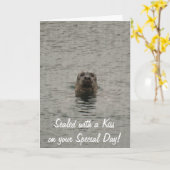 Kute Seal-lover's Birthday Kaart (Gele Bloem)