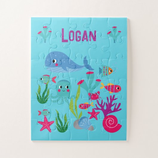 Kute sealife Animals Persoonlijke jongens Legpuzzel (Verticaal)