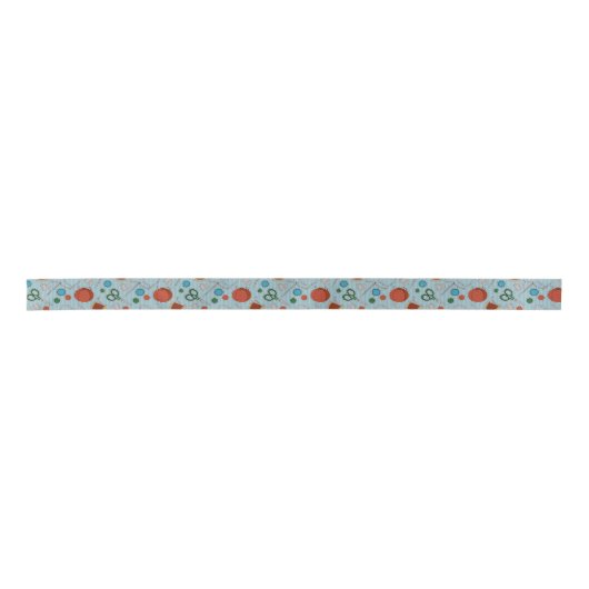 Kute Seing Thleing Pattern Blue Satijnen Lint (Voorkant)