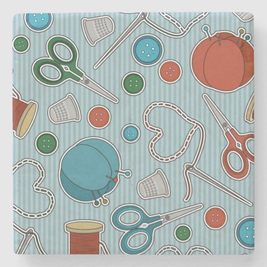 Kute Seing Thleing Pattern Blue Stenen Onderzetter (Voorkant)
