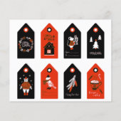 Kute set met 8 rode en zwarte kerst uitgesneden (Achterkant)