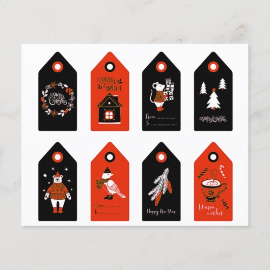 Kute set met 8 rode en zwarte kerst uitgesneden (Voorkant)