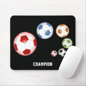 Kute set Voetballen op zwart Muismat (Met muis)