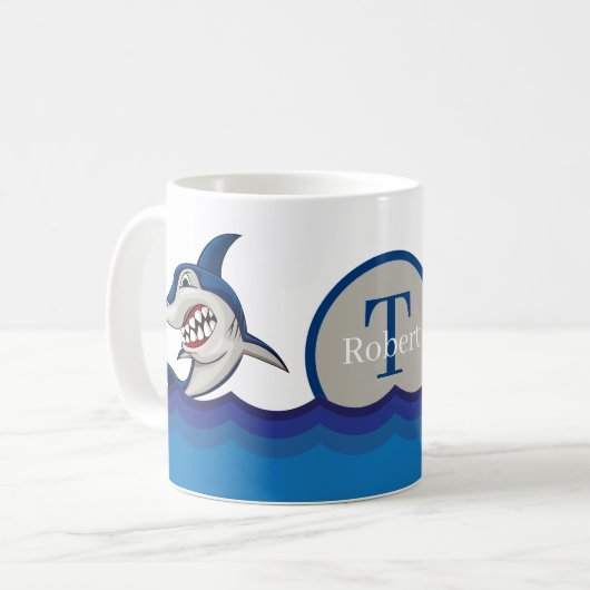Kute shark add monogram koffiemok (Voorkant links)