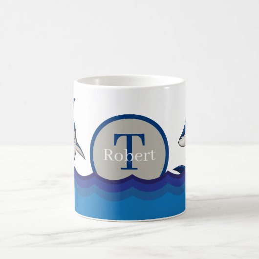 Kute shark add monogram koffiemok (Center)