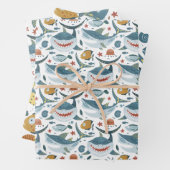 Kute Shark and Fish Pattern Inpakpapier Vel (In situ)