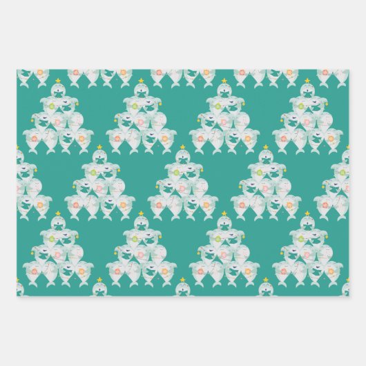 Kute Shark-kerstboom Inpakpapier Vel (Voorkant)