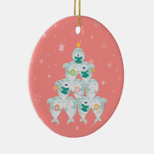 Kute Shark-kerstboom Keramisch Ornament (Rechts)