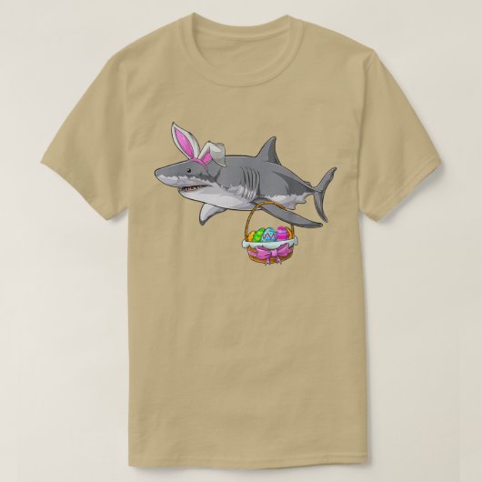 Kute Shark met paasmandje en Bunny Ears Happy T-shirt (Design voorkant)