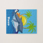 Kute shark voeg naam puzzle voor jigzaag toe legpuzzel (Horizontaal)