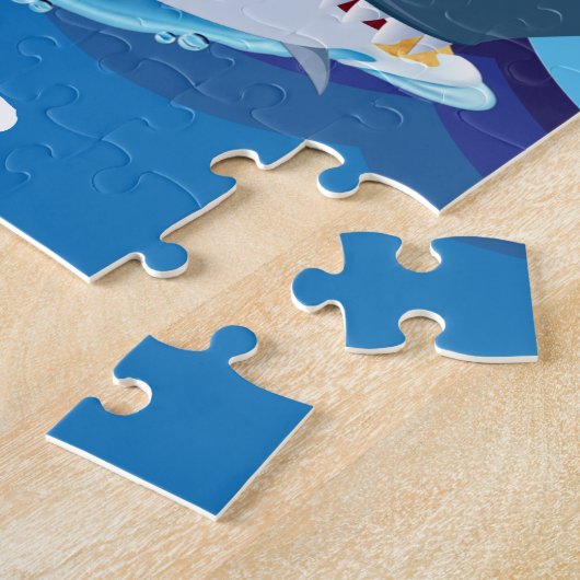 Kute shark voeg naam puzzle voor jigzaag toe legpuzzel (Zijkant)