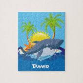 Kute shark voeg naam puzzle voor jigzaag toe legpuzzel (Verticaal)