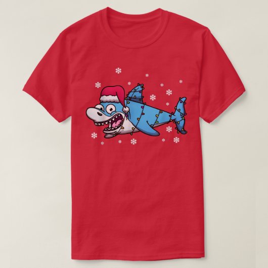 Kute Shark Xmas licht kerstmis kerstmis T-shirt (Design voorkant)