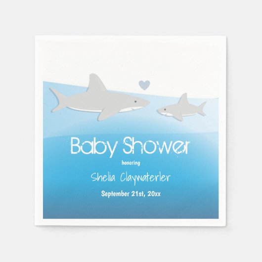 Kute Sharks en Ocean | Baby shower Papier Napkins Servet (Voorkant)