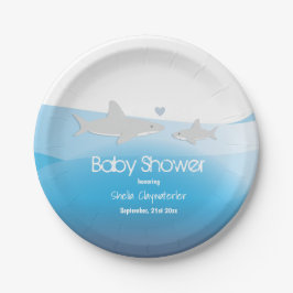 Kute Sharks en Ocean | Bord Baby shower papier