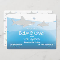 Kute Sharks en Ocean | Uitnodiging tot Baby shower