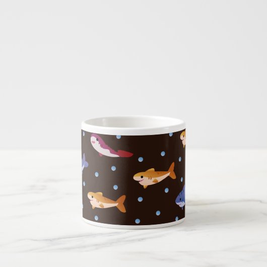 Kute Sharks Pattern, Shark Fish Lovers Espresso Kop (Voorkant)