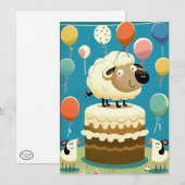 Kute Sheep Birthday Party Flat Wenskaart Bedankkaart (Voorkant / Achterkant)