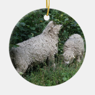Kute Sheep Eating Leaves Ornament
