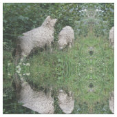 Kute Sheep Eating Leaves Patterned Animal Fabric Stof (Close Up)