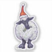 Kute Sheep in een Santa Hat Sticker (Voorkant)