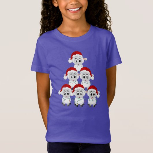Kute Sheep-kerstboom T-shirt (Voorkant)