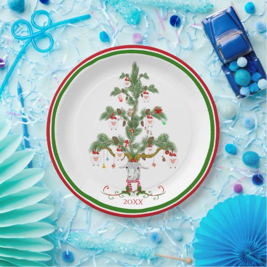 Kute Sheep Tree Fleece Navidad Papieren Bordje (Feest)