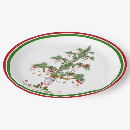 Kute Sheep Tree Fleece Navidad Papieren Bordje (Gekanteld)