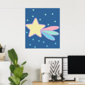 Kute Shooting Star Comet Poster (Thuiskantoor)