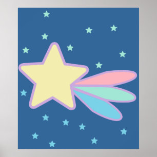 Kute Shooting Star Comet Poster
